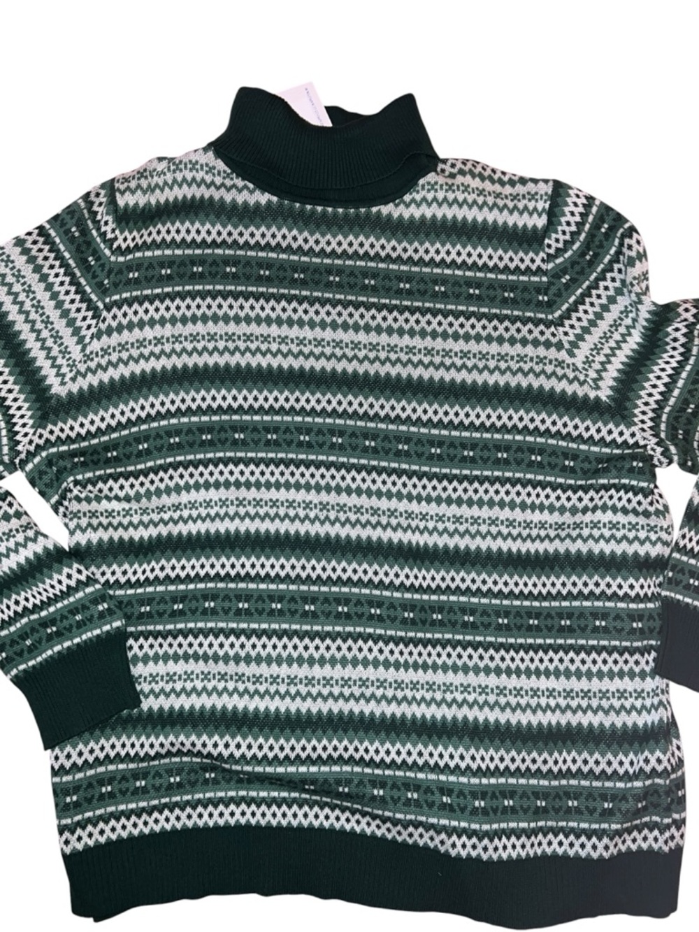 Liberty Lane 2X Green Fair Isle Turtleneck Sweater Plus Size NWT Cozy Cabincore